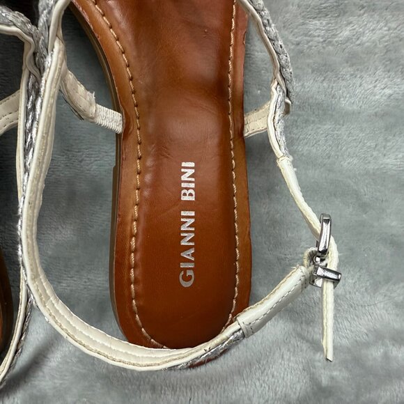Gianni Bini Sandals Ankle Strap Women's Size 7 Silver & Brown - Picture 2 of 7